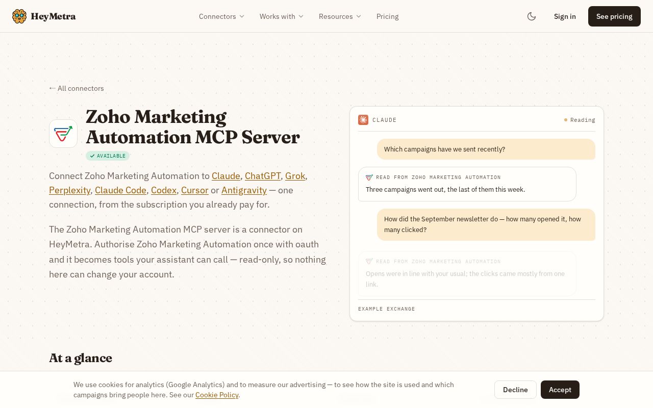 Preview of Zoho Marketing Automation Mcp