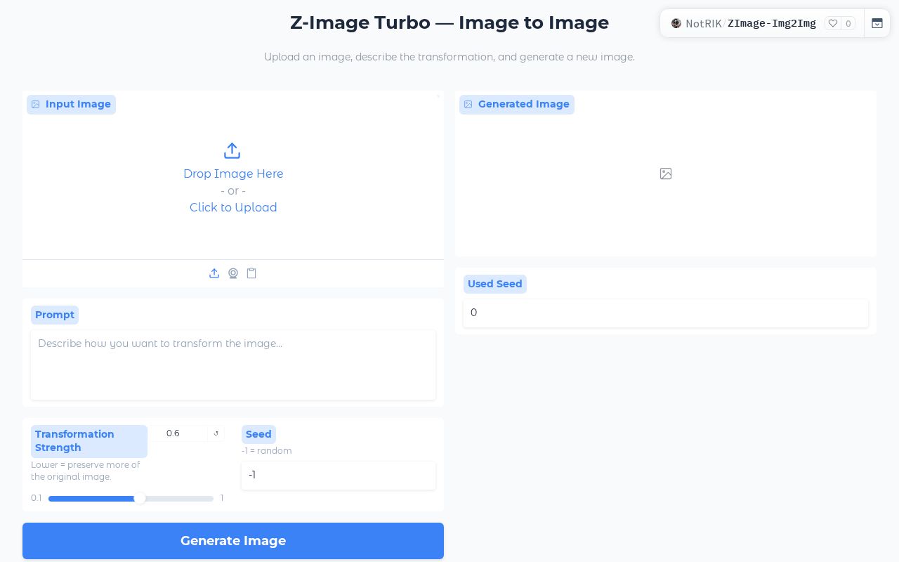 Preview of Z-Image Turbo Image to Image