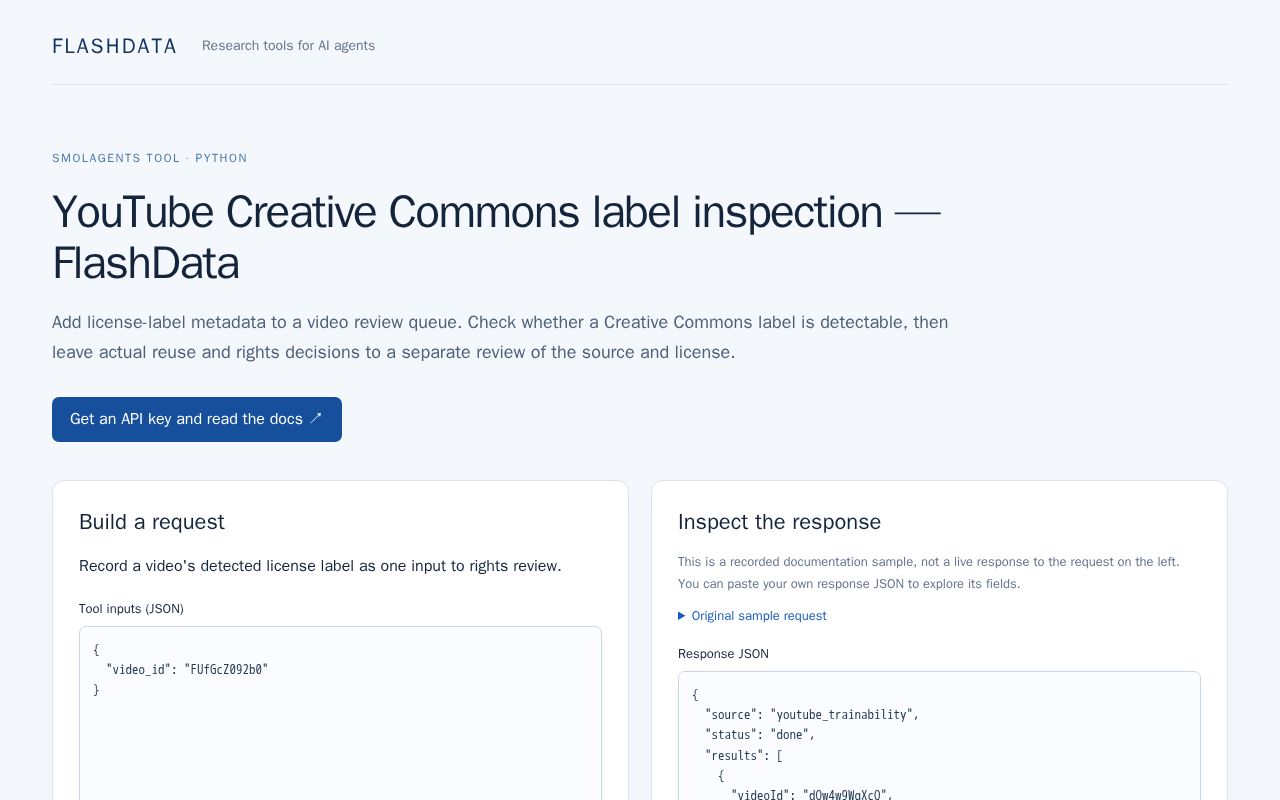 Preview of YouTube Creative Commons label inspection
