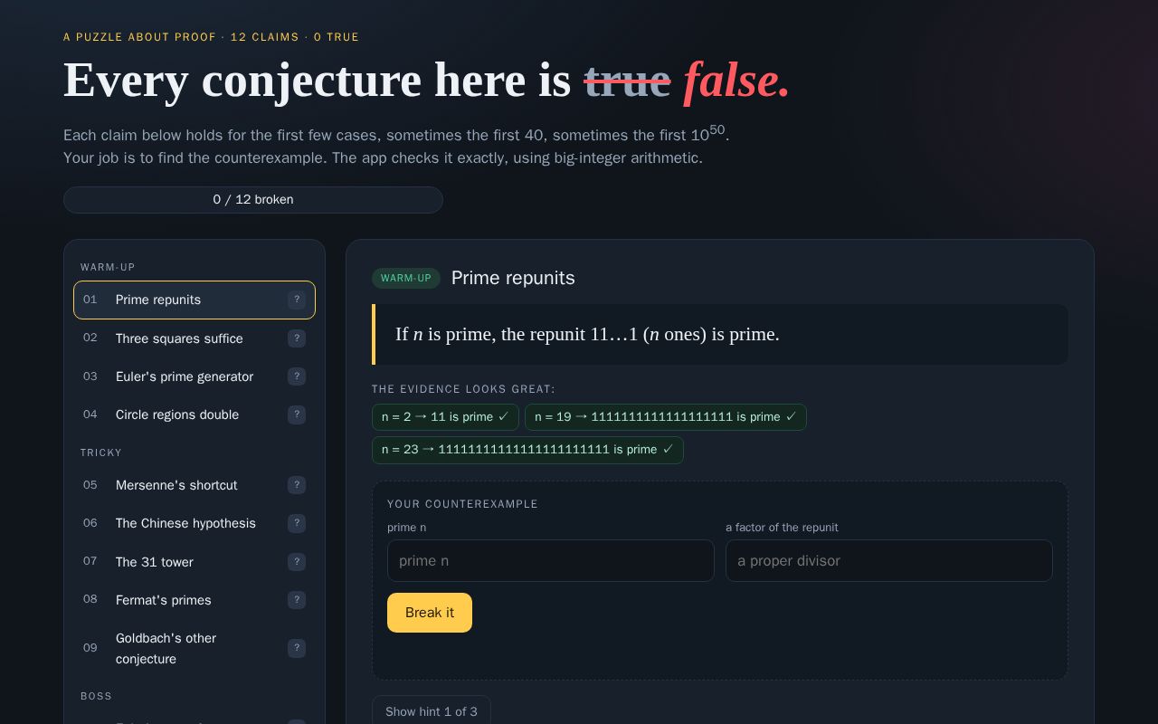 Preview of Every Conjecture Is False