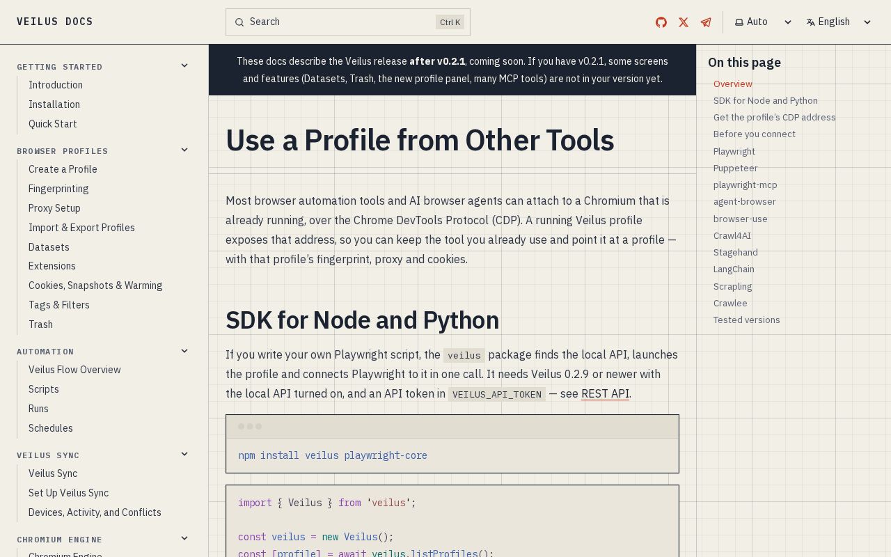 Preview of Use a Profile from Other Tools