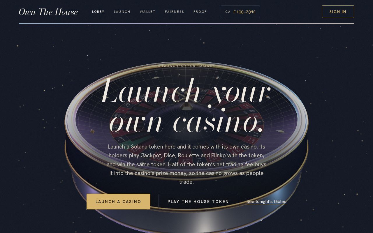 Preview of Own The House: every token gets a casino