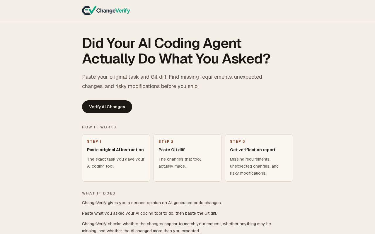 Preview of ChangeVerify