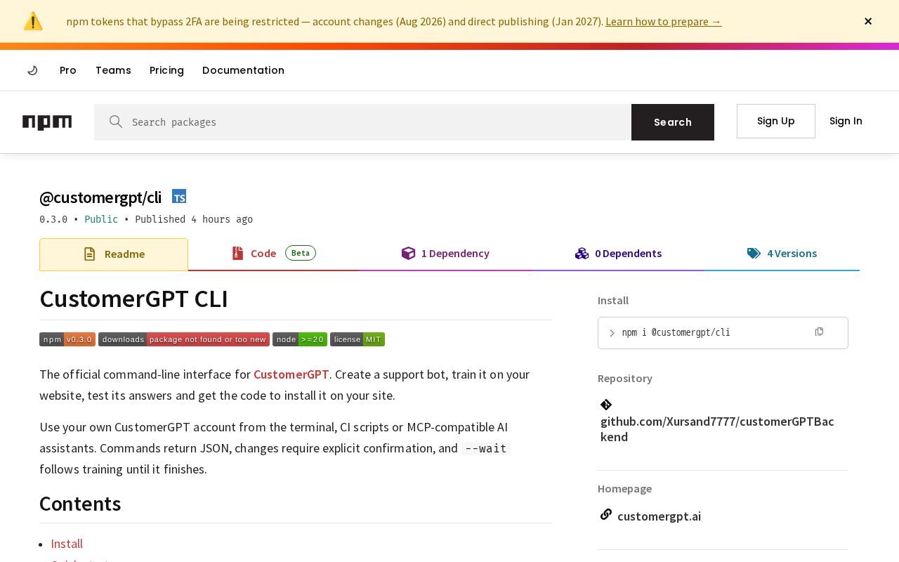 Preview of Customergpt Cli