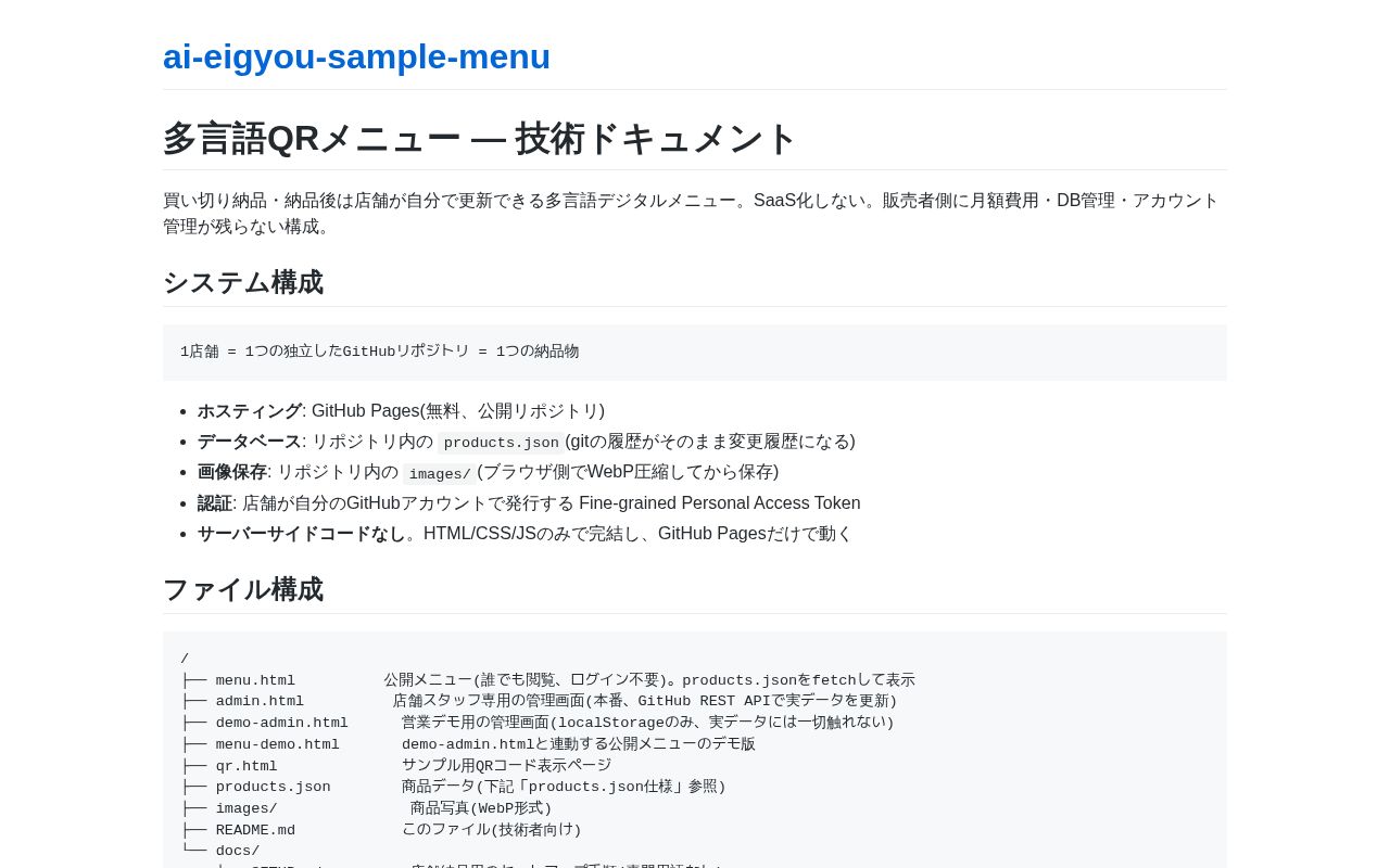Preview of Ai Eigyou Sample Menu