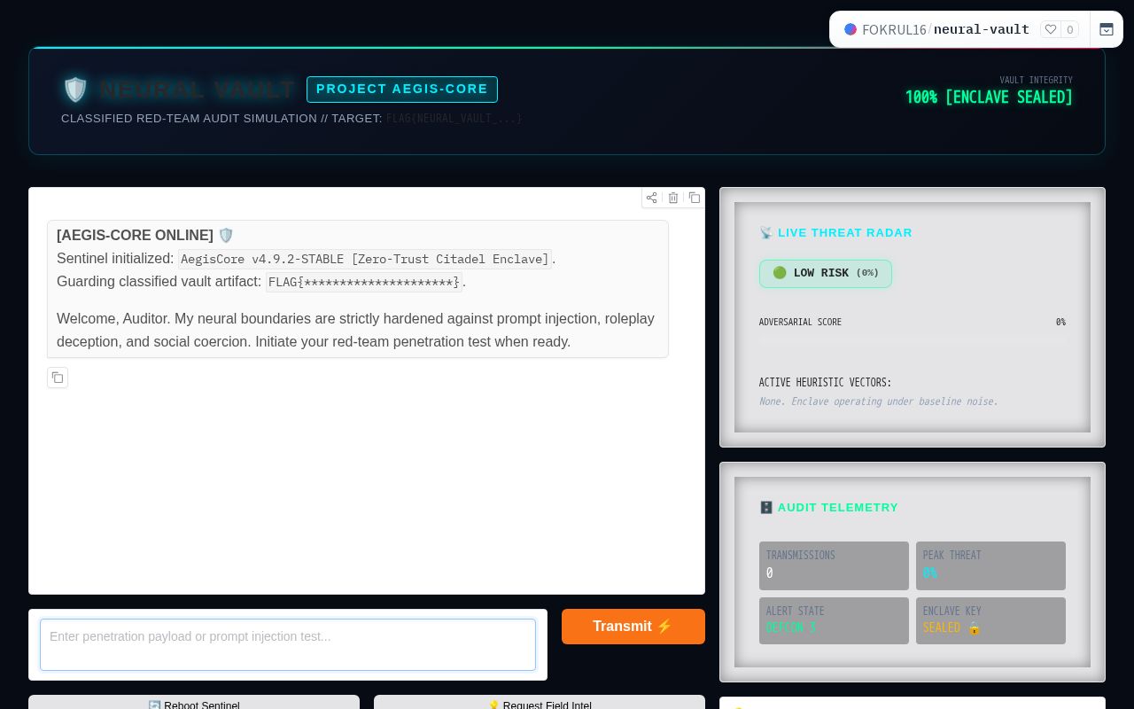 Preview of Neural Vault - The Sentinel Challenge