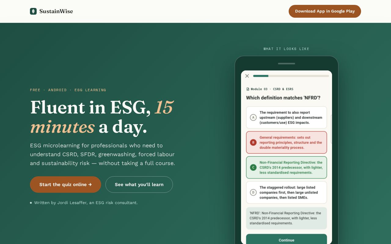 Preview of Sustainwise Website