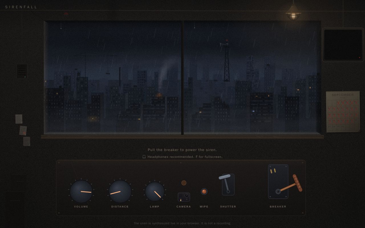 Preview of SIRENFALL: a browser civil-defense siren scene