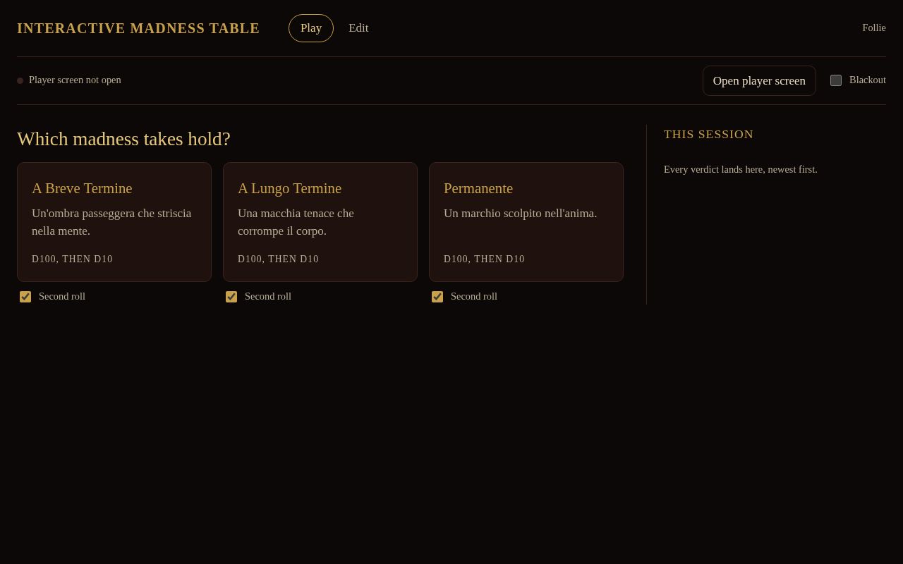 Preview of Interactive Madness Table