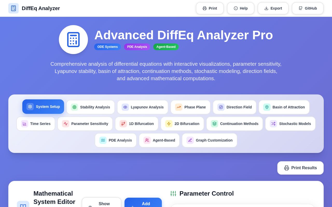 Preview of Advanced DiffEq Analyzer Pro