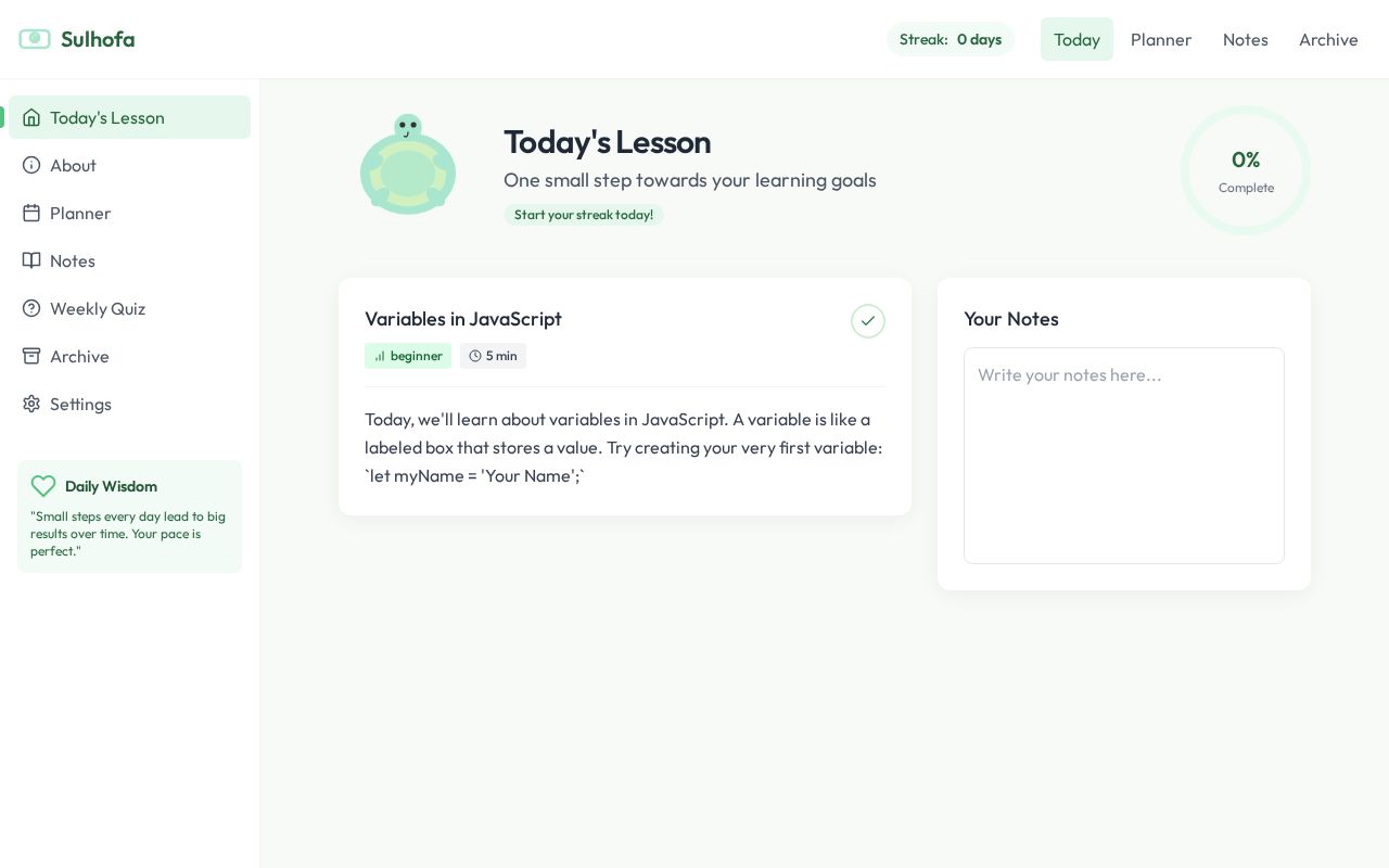 Preview of Sulhofa – The Slow and Steady Learning Companion