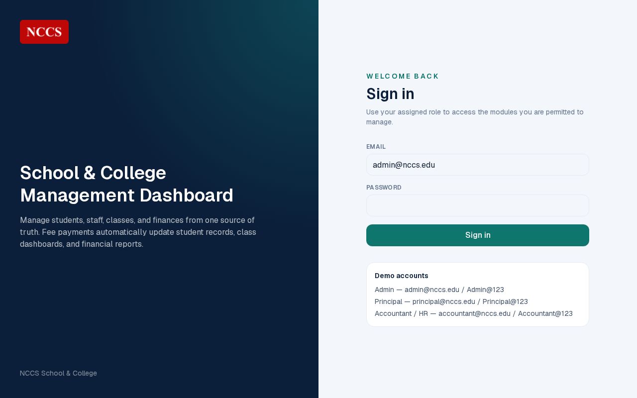 Preview of National College of Commerce and Computer science Gilgit Website and CMS