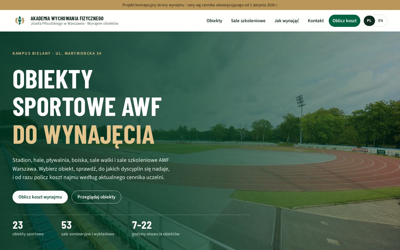 Preview of Wynajem obiektów AWF Warszawa
