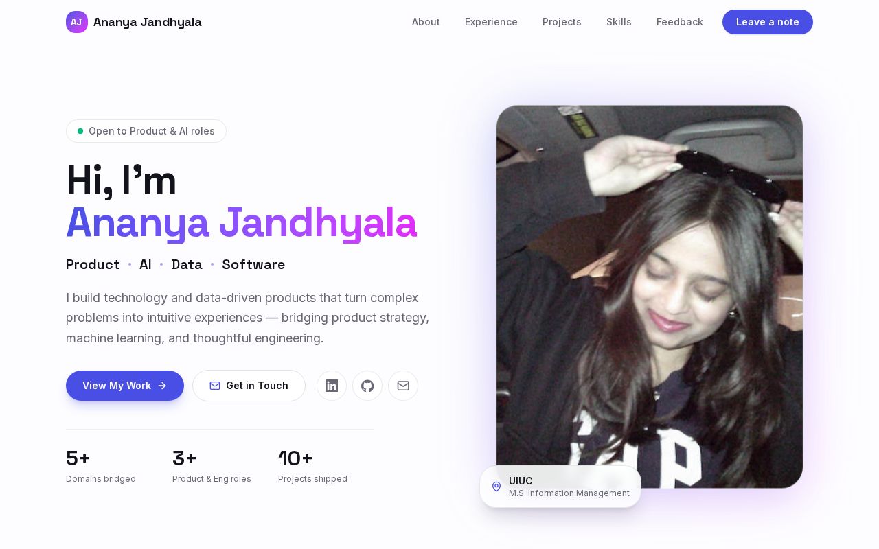 Preview of Ananya Portfolio
