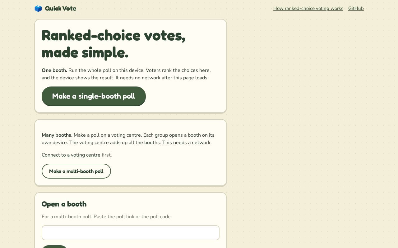 Preview of Quick Vote: free ranked-choice voting for classes and clubs