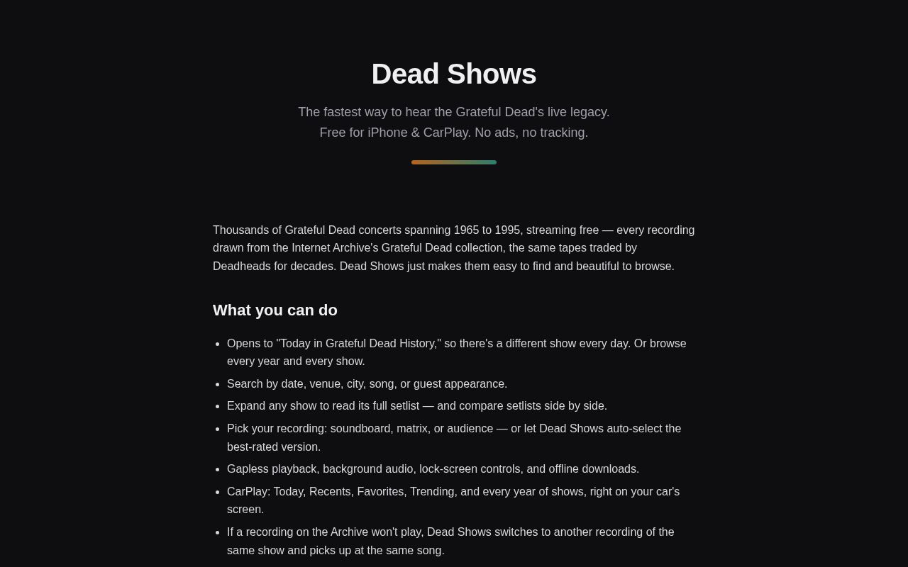 Preview of Deadshows Site