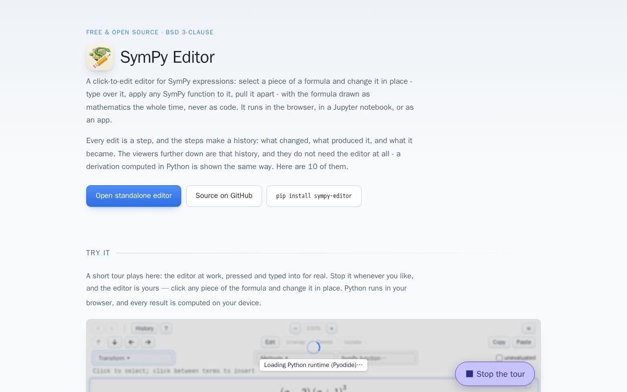 Preview of Sympy Editor