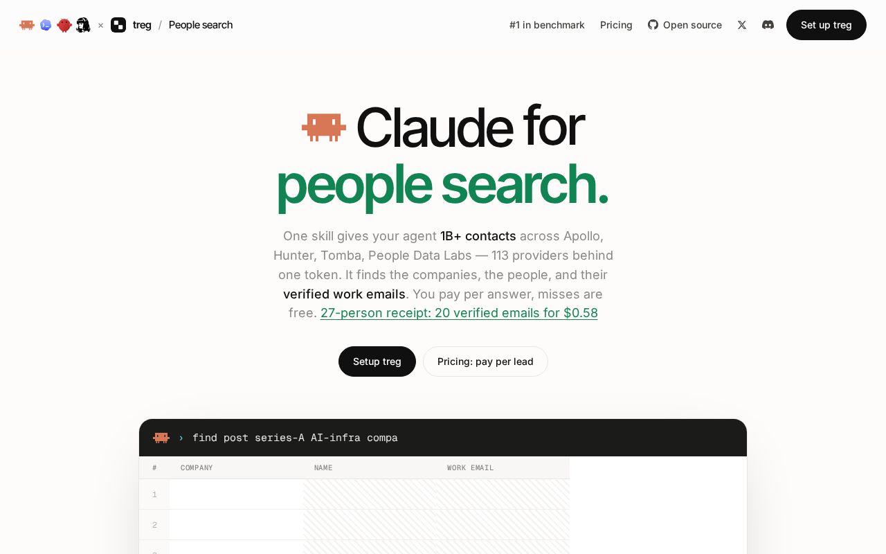 Preview of Claude for people search