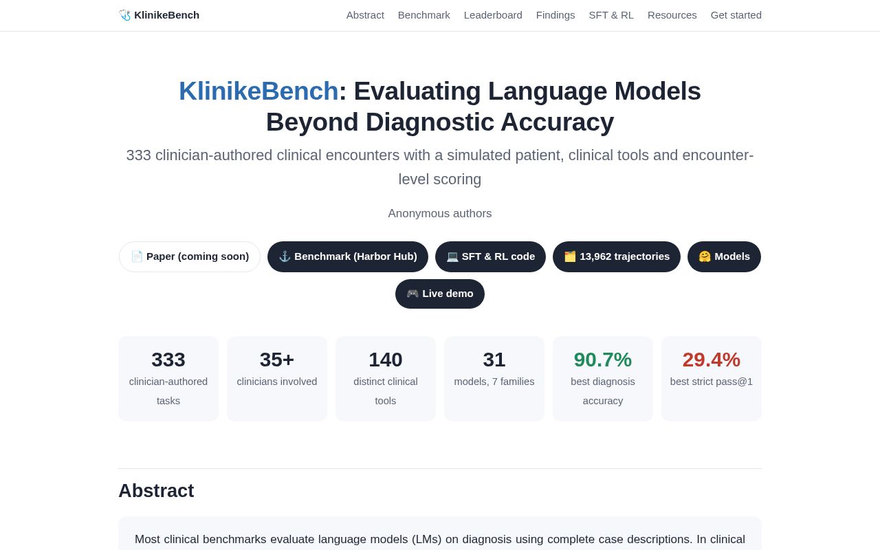 Preview of KlinikeBench: Evaluating Language Models Beyond Diagnostic Accuracy