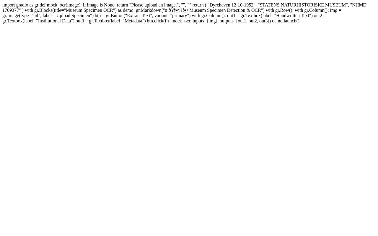 Preview of Museum Specimen Ocr