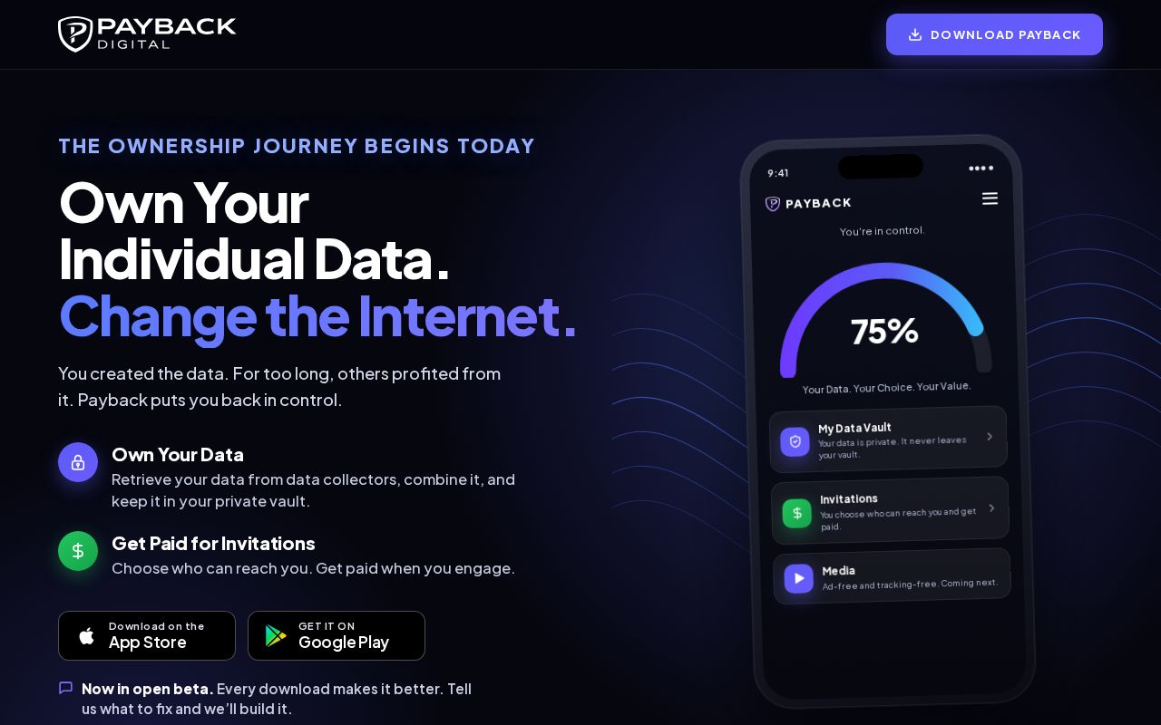 Preview of Payback Own Website