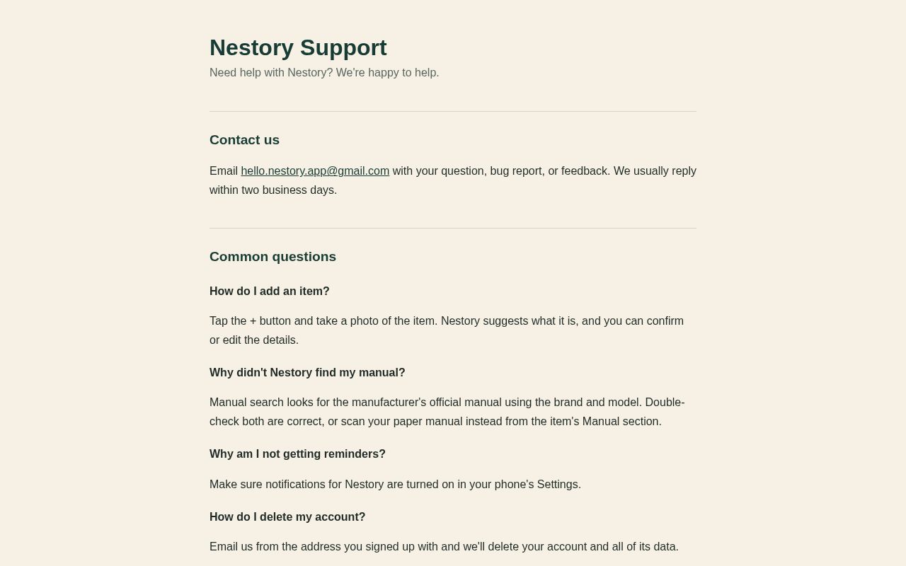 Preview of Nestory Site