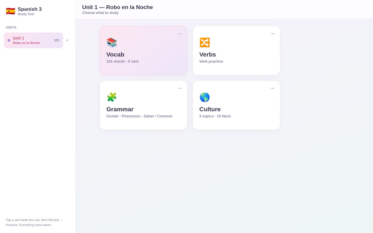 Preview of Spanish 3 Study Tool
