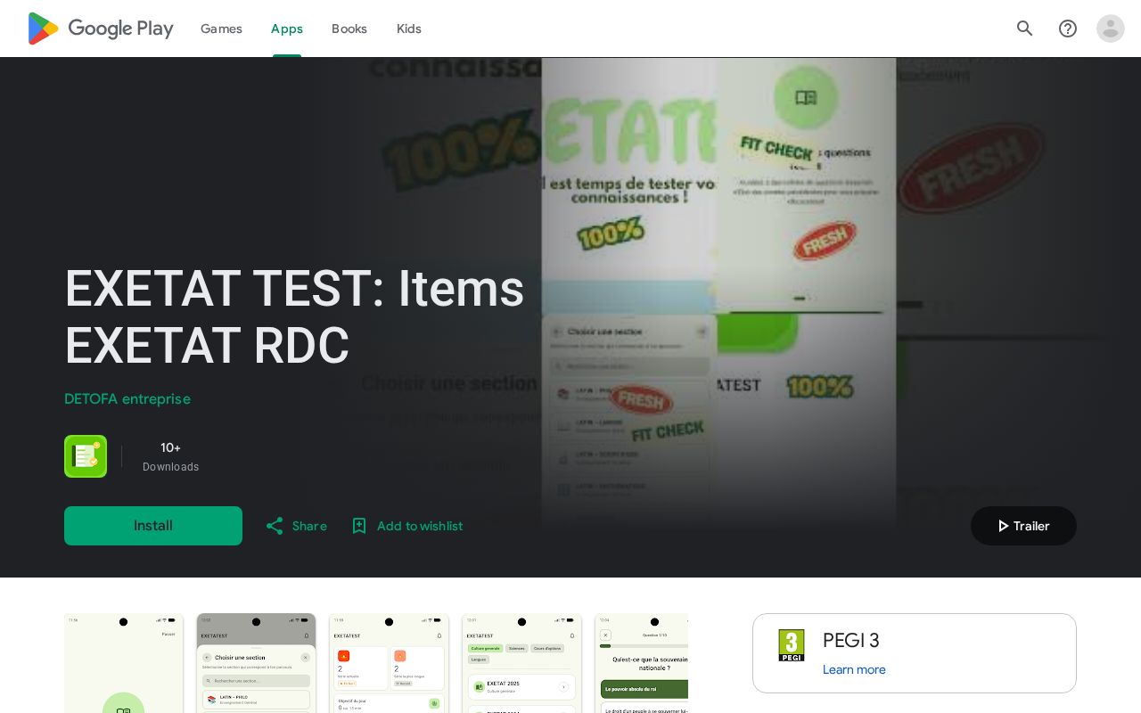 Preview of Exetat Test : Items RDC