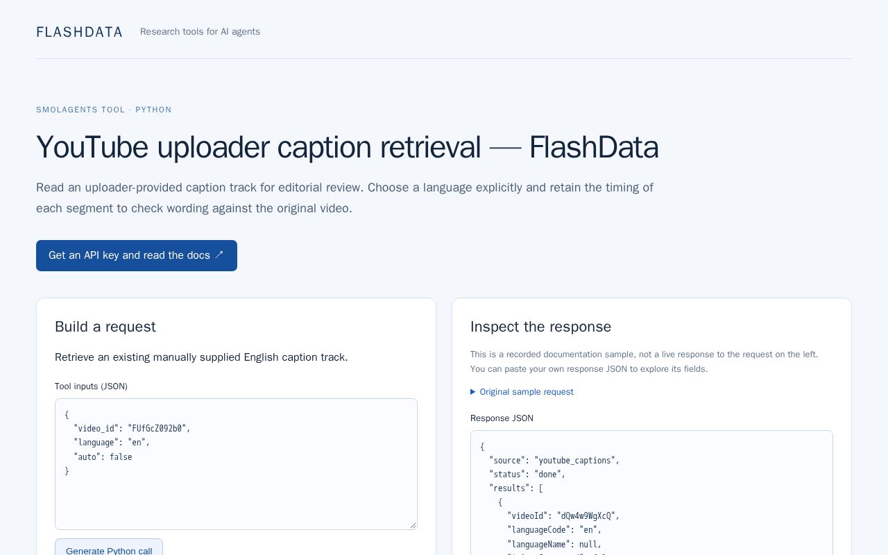 Preview of YouTube uploader caption retrieval