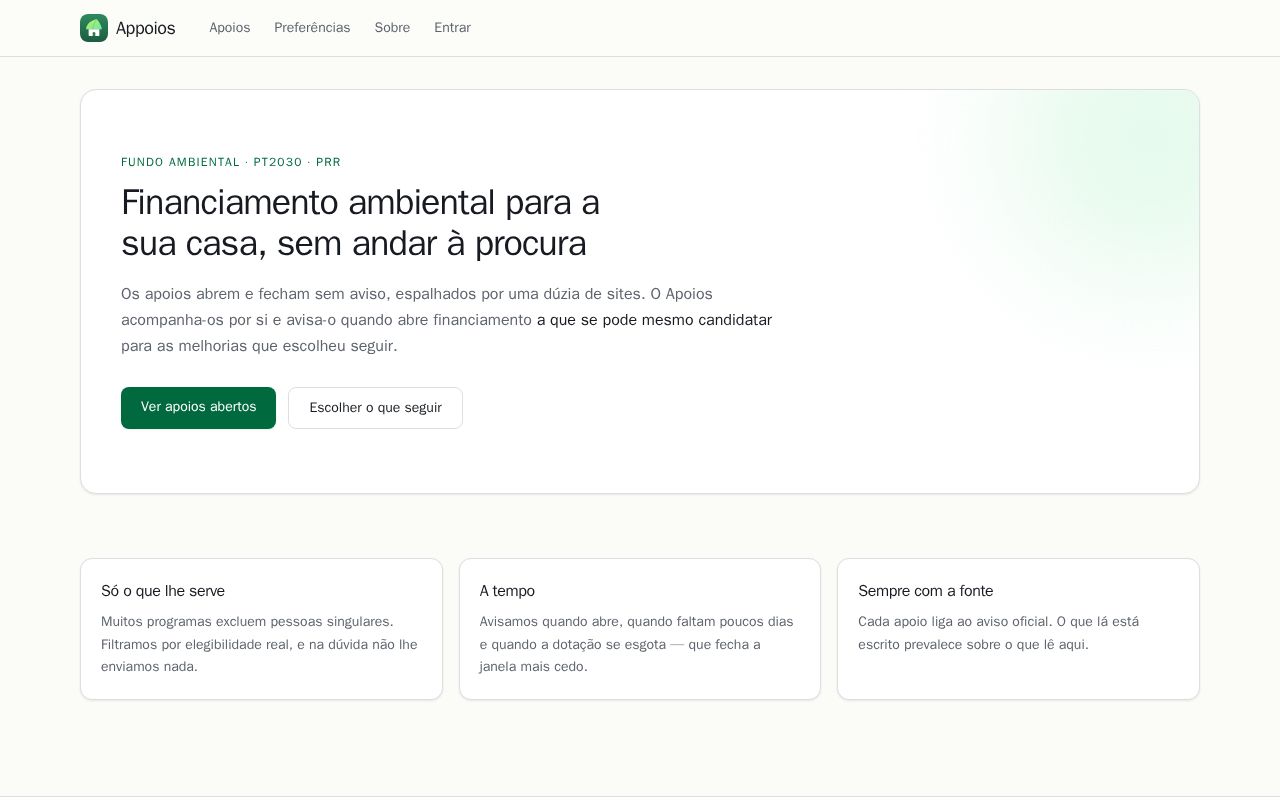 Preview of App de monitorizacao e informacao sobre apoios ambientais em Portugal