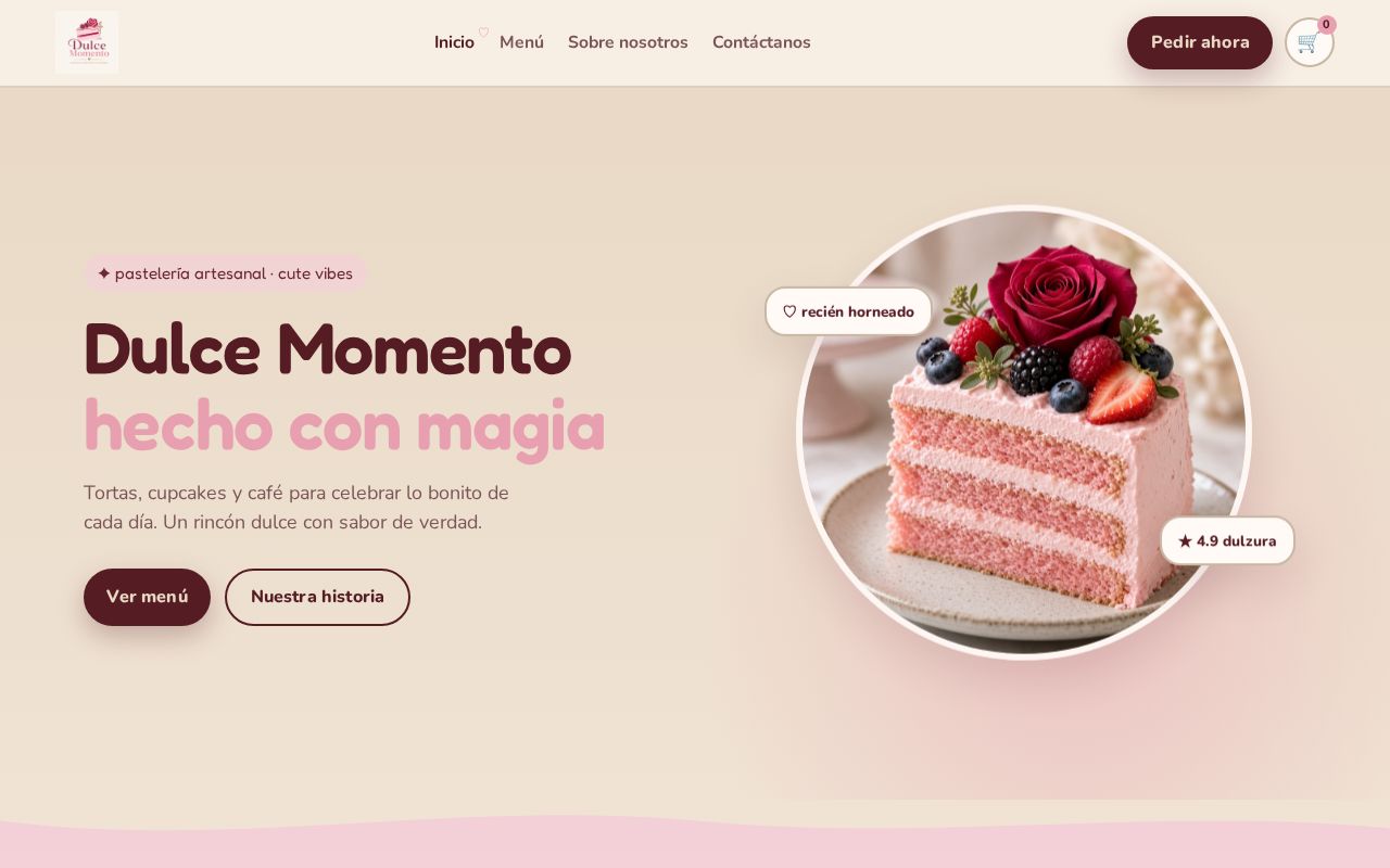 Preview of Dulce Momento — sitio web de pastelería boutique