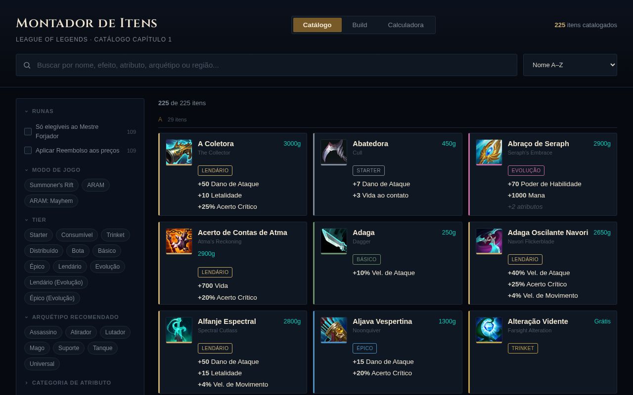Preview of Montador De Itens Lol