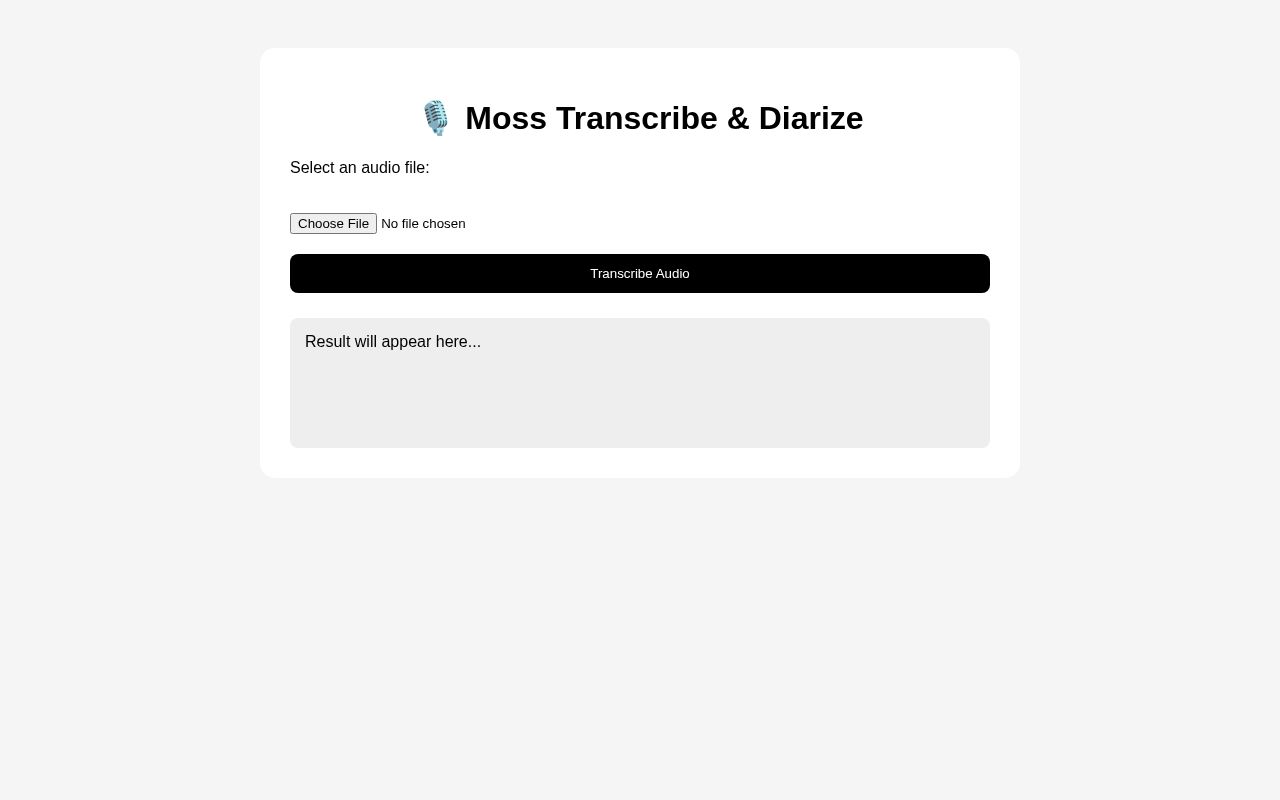Preview of Moss Transcribe Diarize