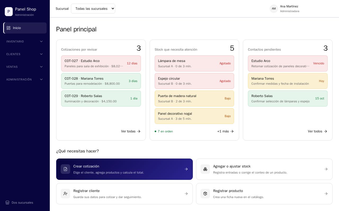 Preview of Panelshop Cotizador Inventario