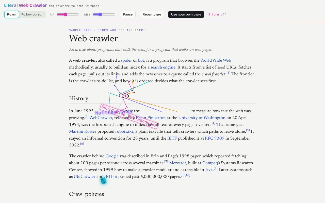 Preview of Literal Web Crawler