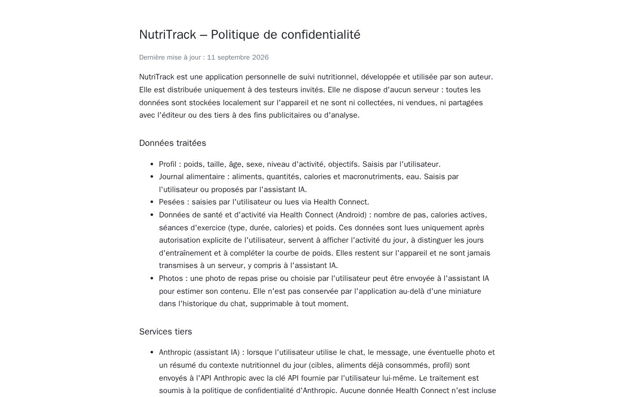 Preview of NutriTrack