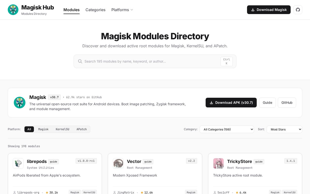 Preview of Magisk Hub