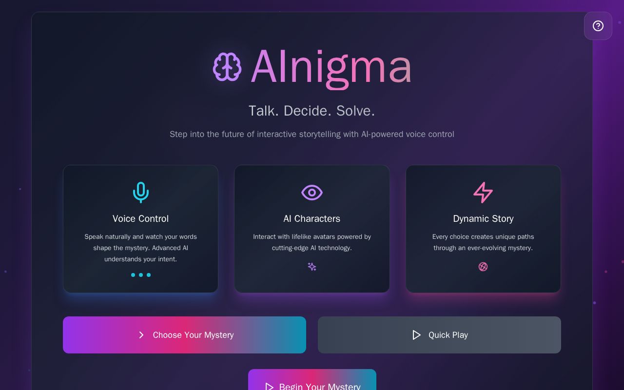 Preview of AInigma - Talk. Decide. Solve.