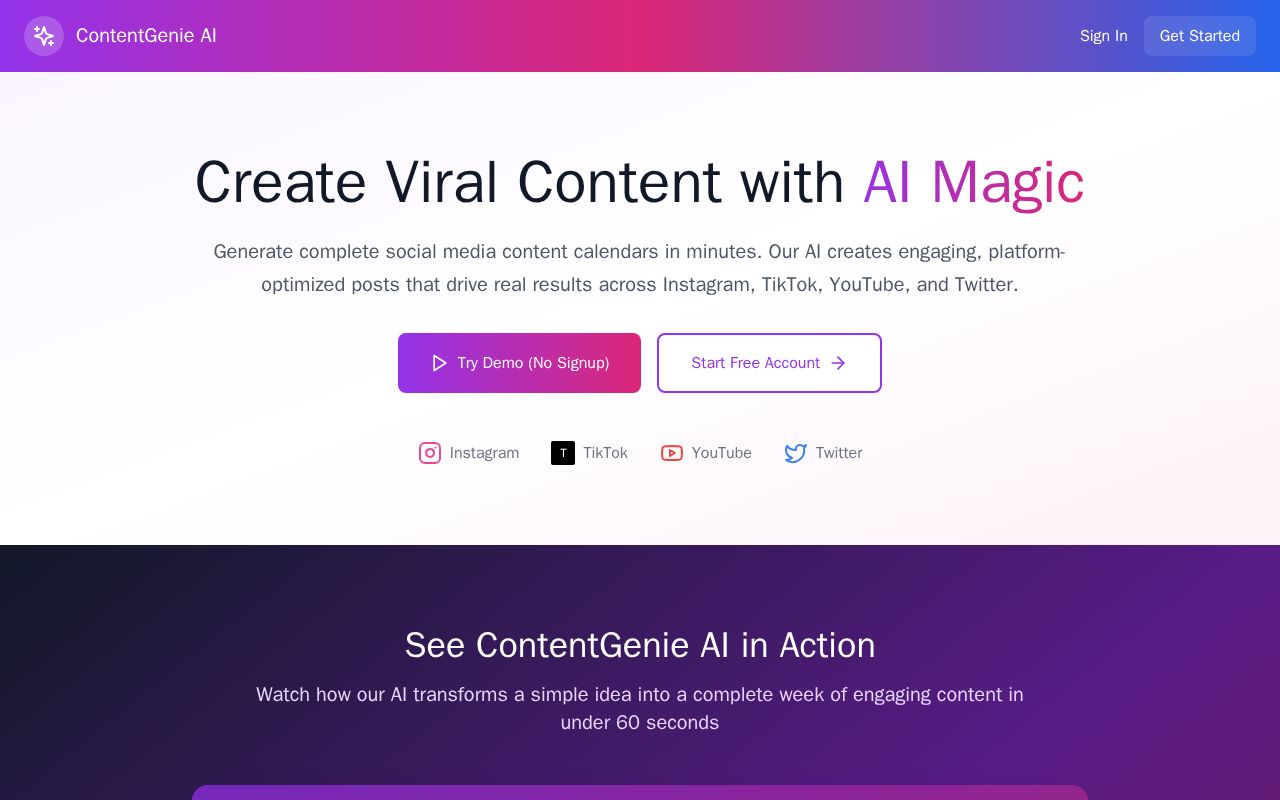 Preview of Content Genie AI