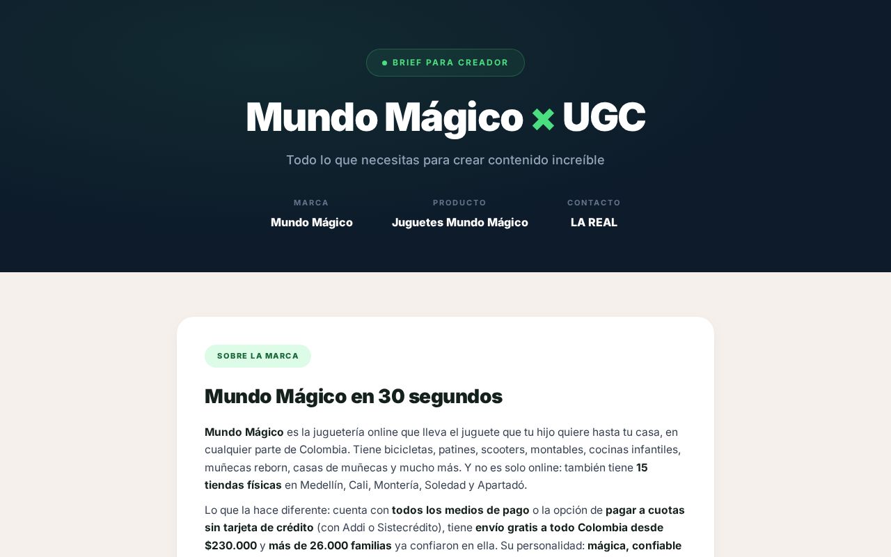 Preview of Mundomagico Ugc Brief