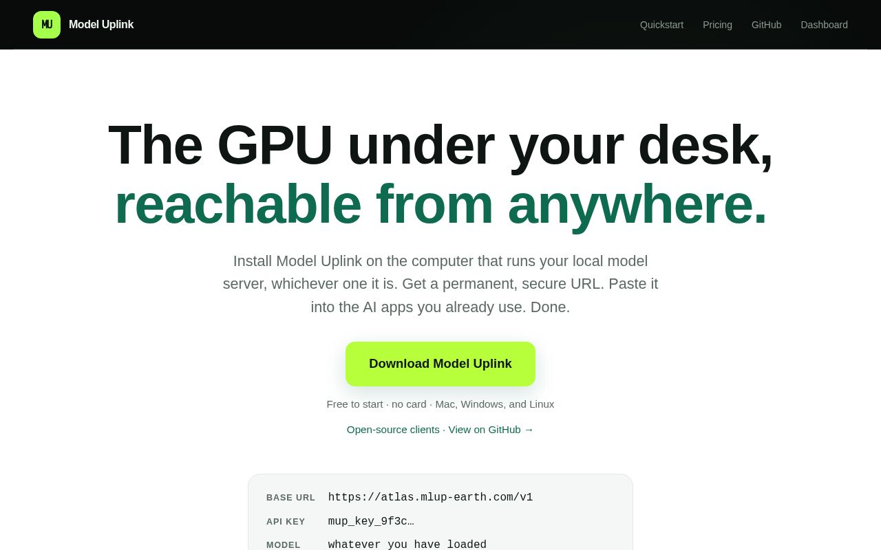 Preview of Apache-2.0 desktop apps, CLI, local agent and protocol for Model Uplink