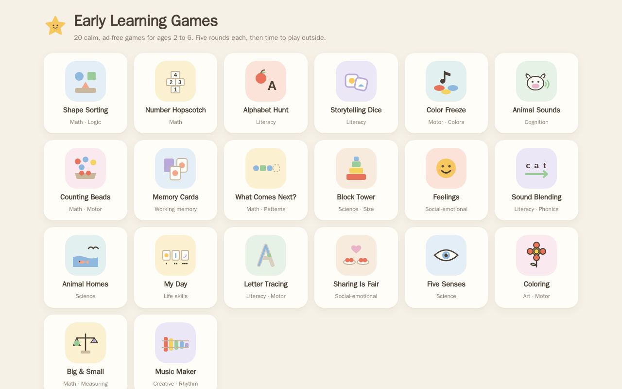 Preview of Early Learning Games