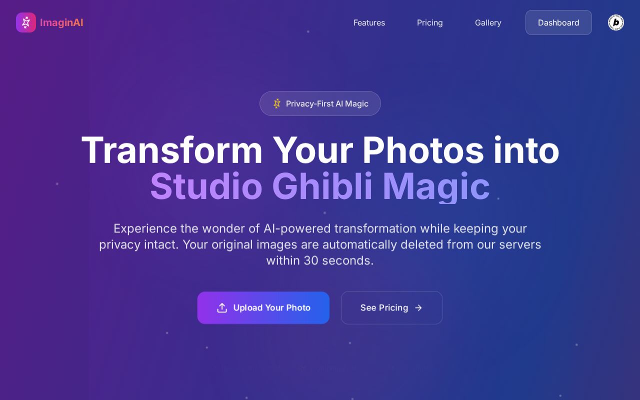 Preview of ImaginAI - Free Ghibli Image Transformer