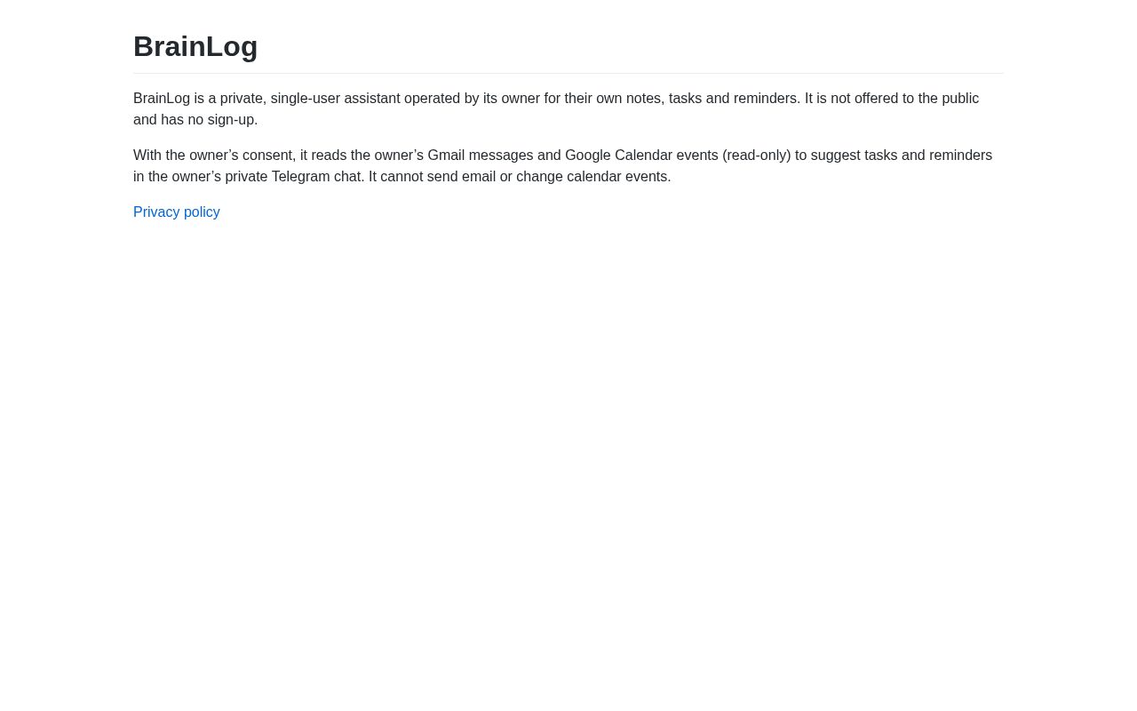 Preview of Brainlog Privacy