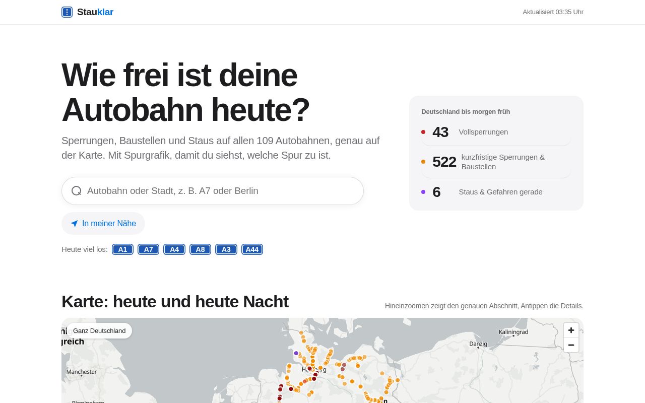 Preview of Stauklar: Sperrungen, Baustellen & Staus auf der Karte