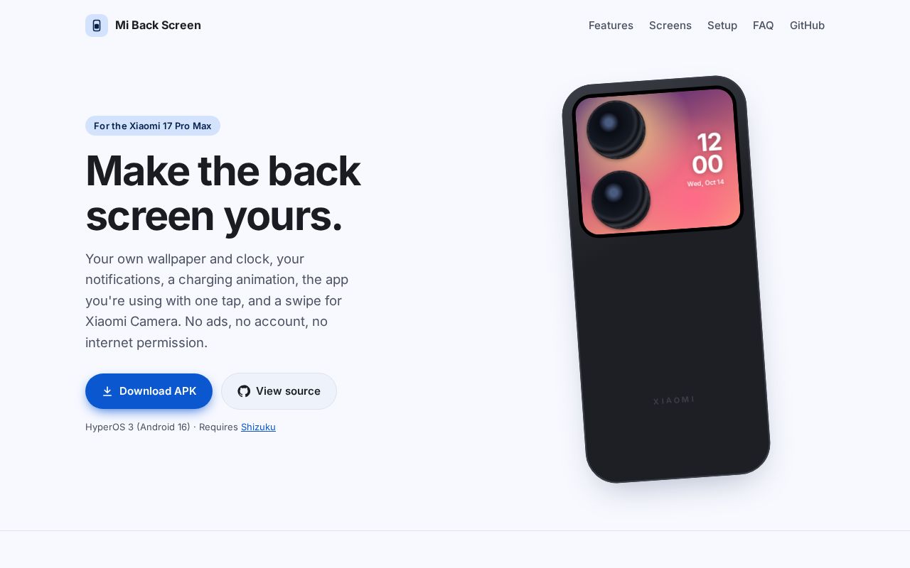 Preview of Mi Back Screen