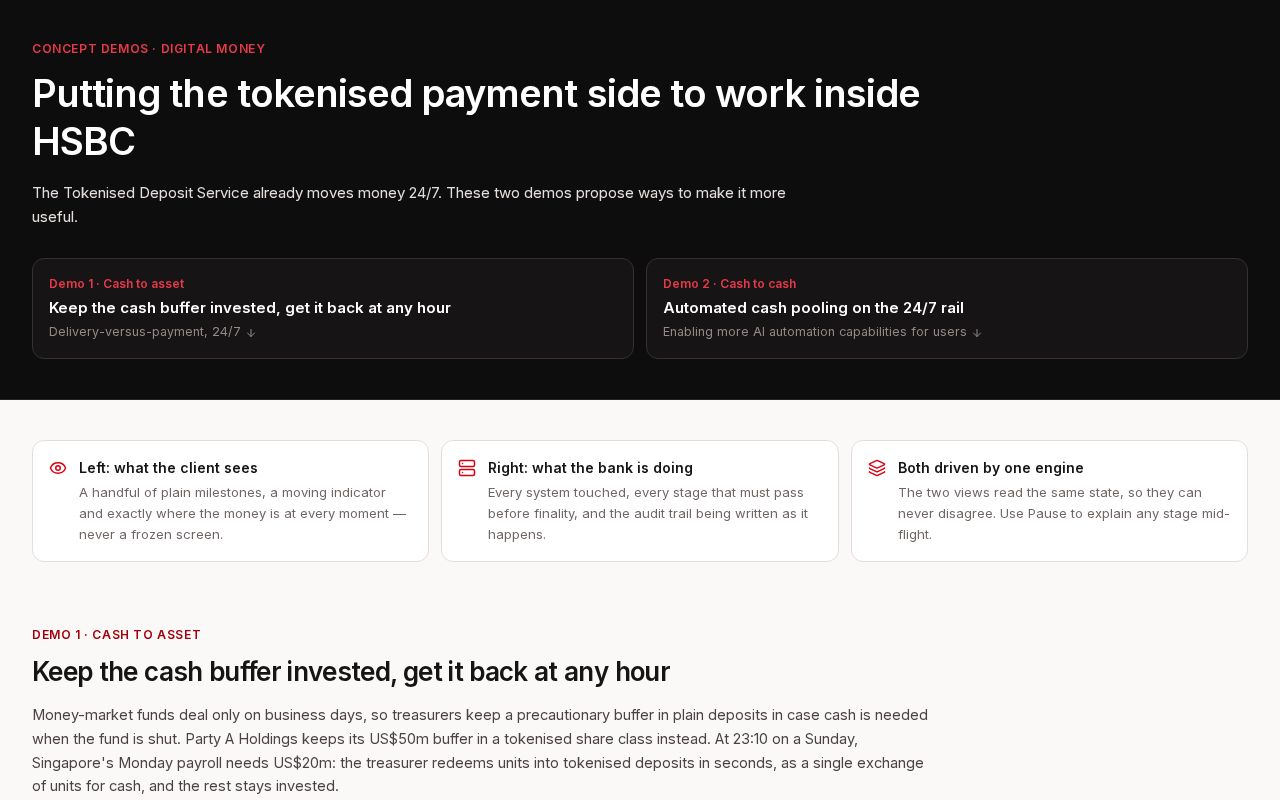 Preview of Concept demos: tokenised cash leg — fund DvP and automated cash pooling