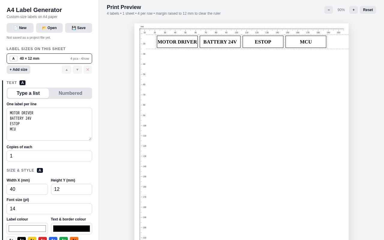 Preview of A4 Label Generator