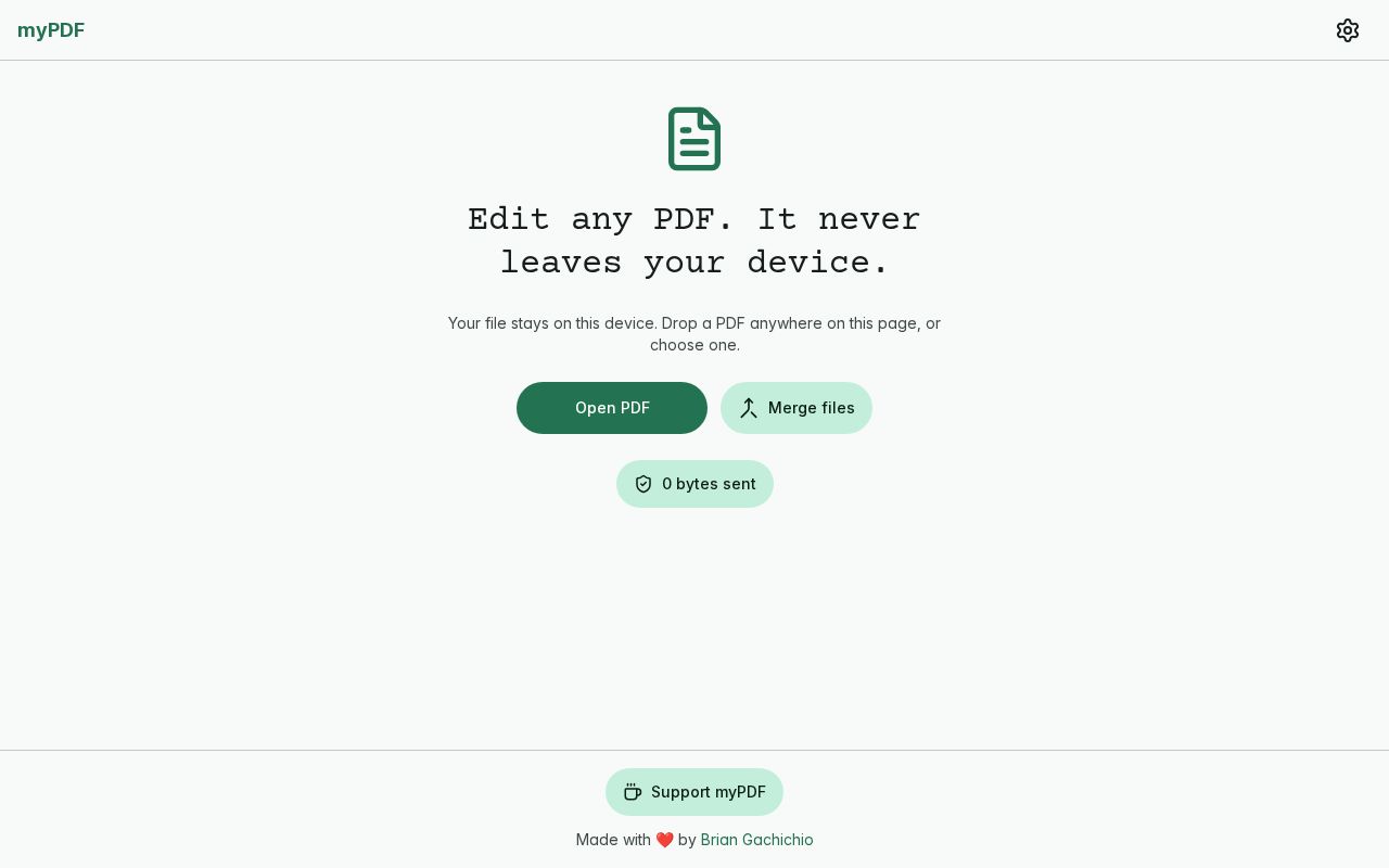 Preview of myPDF: edit, sign, redact and compress PDFs privately