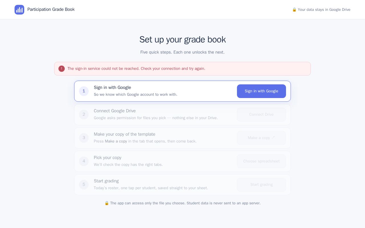 Preview of Participation Tracker
